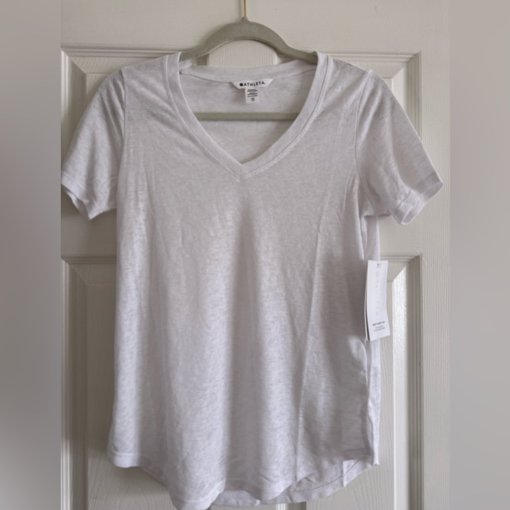 Athleta Women's Classic White V-Neck Tee